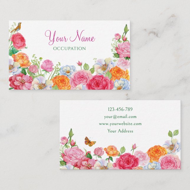 Art Flowers Roses  Business Card (Front/Back)