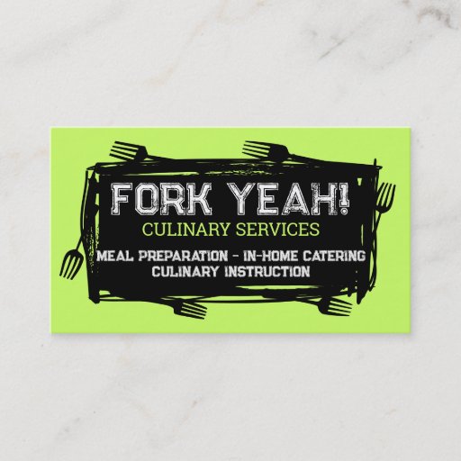 Customizable art forks dining culinary catering business car... business card template