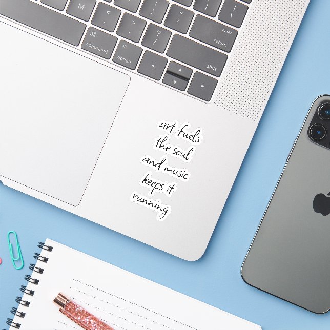Art Fuels The Soul Custom-Cut Vinyl Sticker (Laptop w/ iPhone)