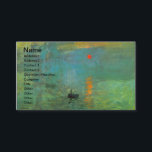 Art Gallery Business Cards<br><div class="desc">Art Gallery Business Cards features the famous french impressionist painting by Claude Monet called Sunrise.  Fully customizeable by filling in your text.</div>