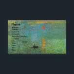 Art Gallery Business Cards<br><div class="desc">Art Gallery Business Cards features the famous french impressionist painting by Claude Monet called Sunrise.  Fully customizeable by filling in your text.</div>