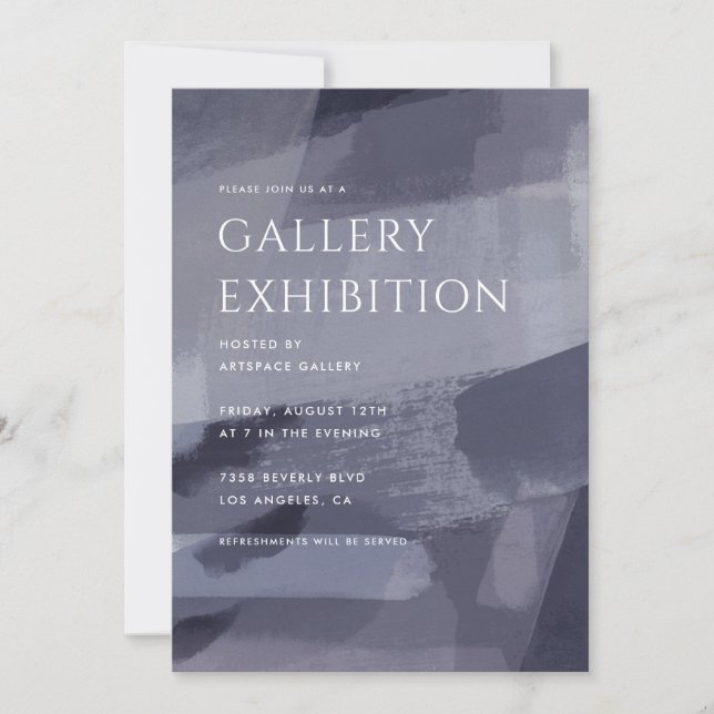 Art Gallery Exhibition Abstract Grey Invitation (Front)