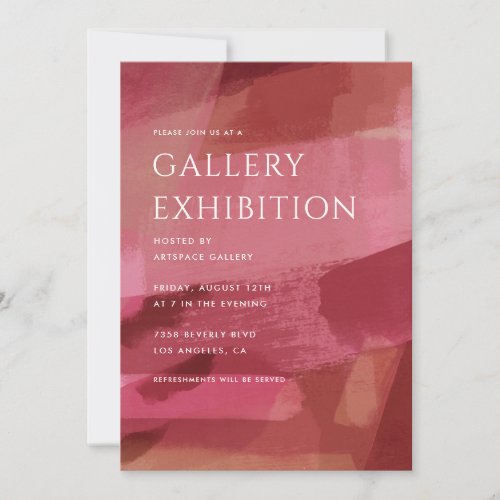 Art Gallery Exhibition Abstract Red Invitation