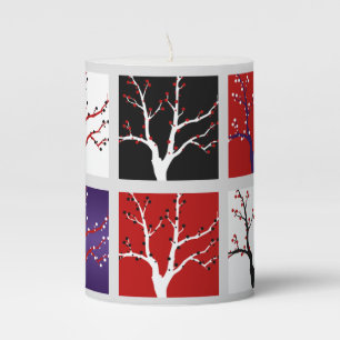 Art Gallery Style Winter Trees Christmas Pillar Candle