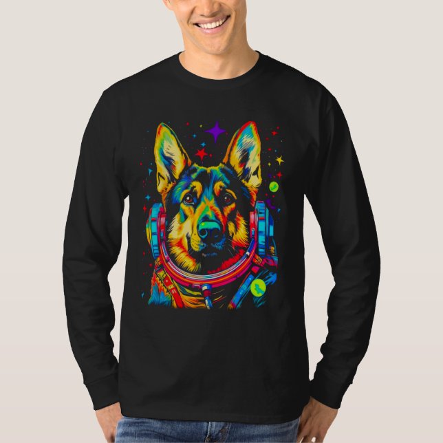 Art German Shepherd Dog Astronaut T-Shirt (Front)