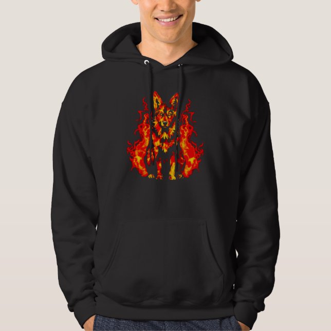 Art German Shepherd Dog Fire Hoodie (Front)