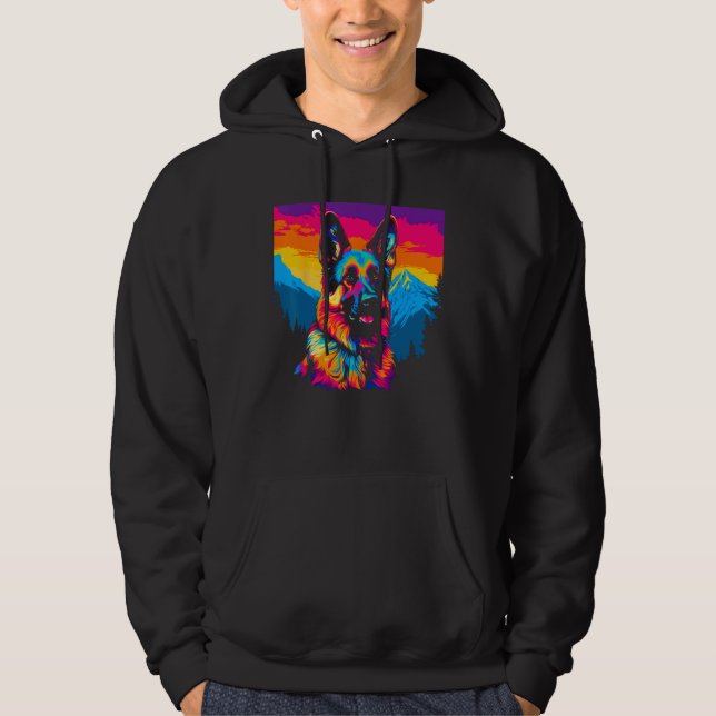 Art German Shepherd Dog Mountain Hoodie (Front)