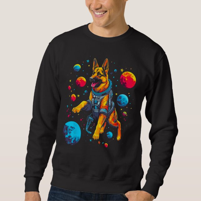 Art German Shepherd Dog Space Planet Sweatshirt (Front)