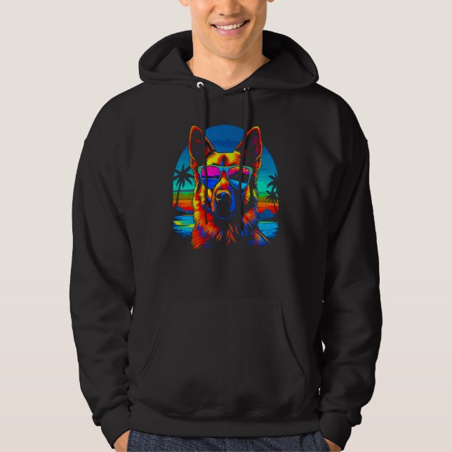 Art German Shepherd Dog Sunglasses Vacation Hoodie (Front)