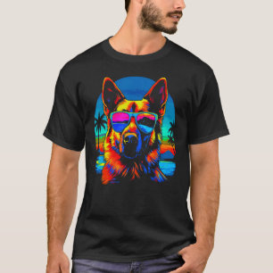 Art German Shepherd Dog Sunglasses Vacation T-Shirt