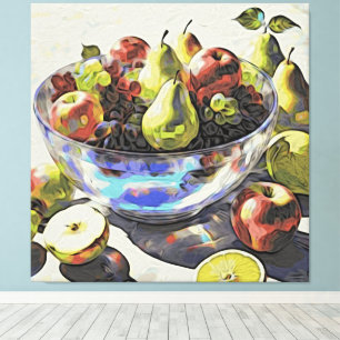 *~* Art Gift SC6 4 Fruit Crystal Bowl Still Life Canvas Print