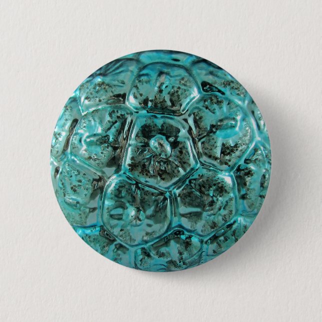 Art Glass Aqua Rare Present Decor Christmas Ball Pinback Button (Front)