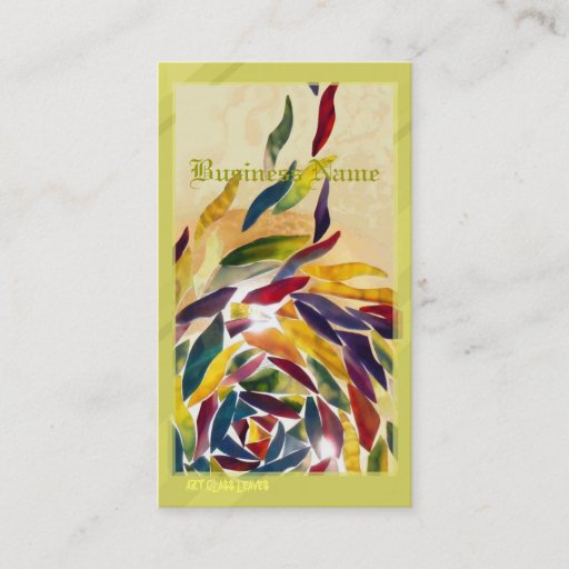 Customizable Art Glass Leaves Colorful Business Card