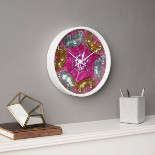 Art Glass Luxury Rich Pink Jewel - numbers Clock