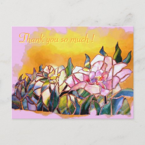 Art Glass Peony Thank You Lovely Card