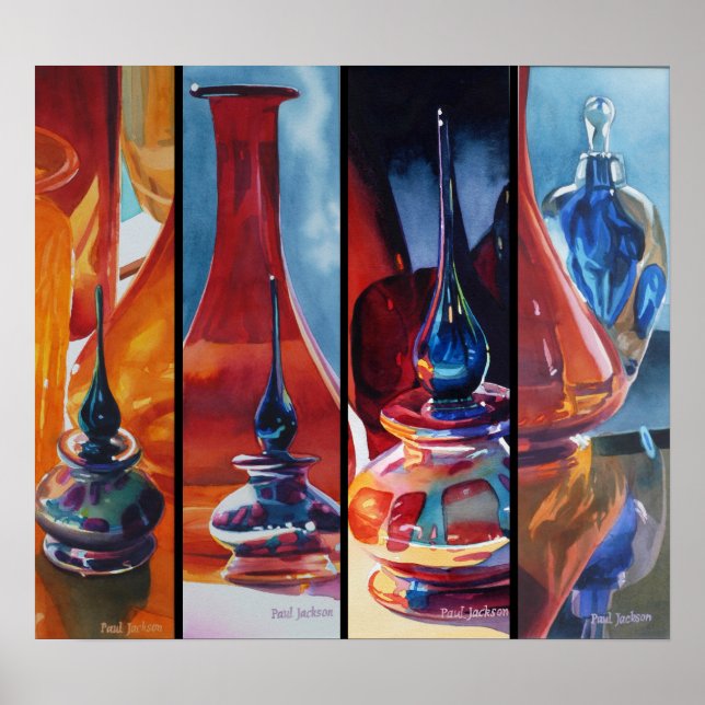 Art Glass Watercolor Menagerie Poster (Front)