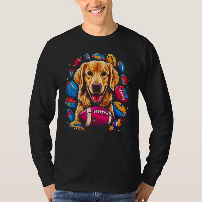 Art Golden Retriever Dog American Football T-Shirt (Front)