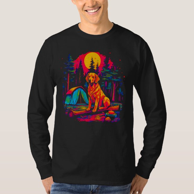 Art Golden Retriever Dog Camping T-Shirt (Front)