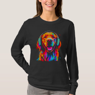 Art Golden Retriever Dog DJ Headset T-Shirt
