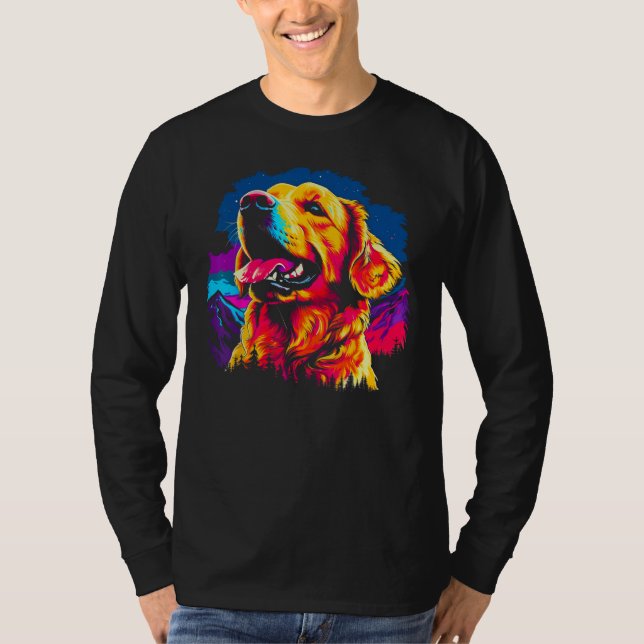 Art Golden Retriever Dog Hiking T-Shirt (Front)