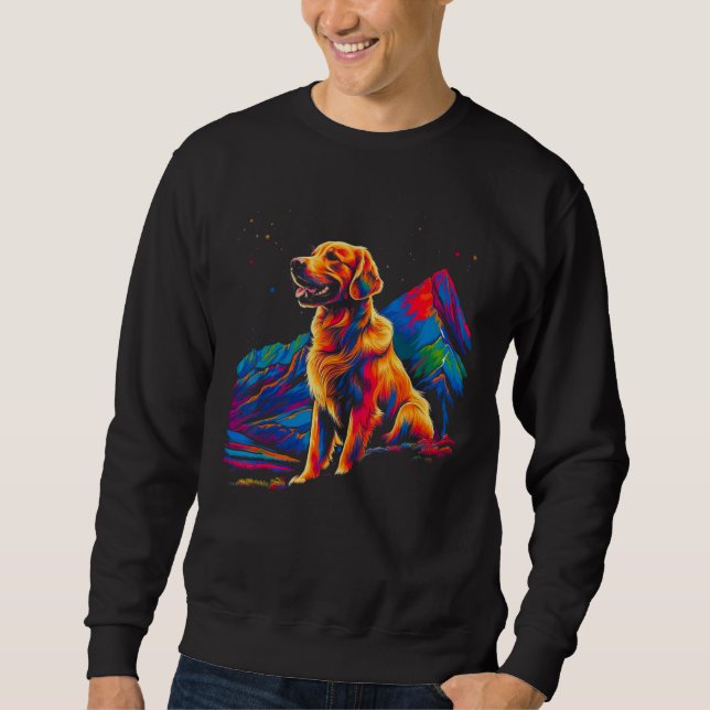 Art Golden Retriever Dog Mountain Hiking Sweatshirt (Front)