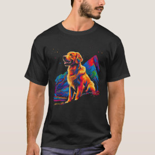 Art Golden Retriever Dog Mountain Hiking T-Shirt