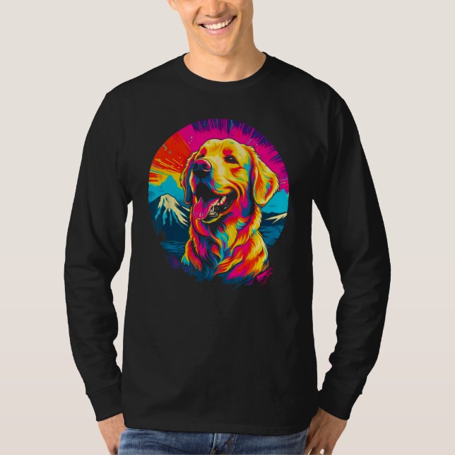Art Golden Retriever Dog Mountain T-Shirt (Front)