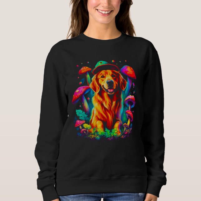 Art Golden Retriever Dog Mushroom Psychedelic Sweatshirt (Front)