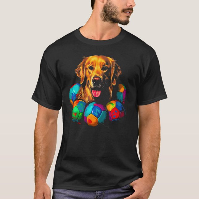 Art Golden Retriever Dog Soccer T-Shirt (Front)