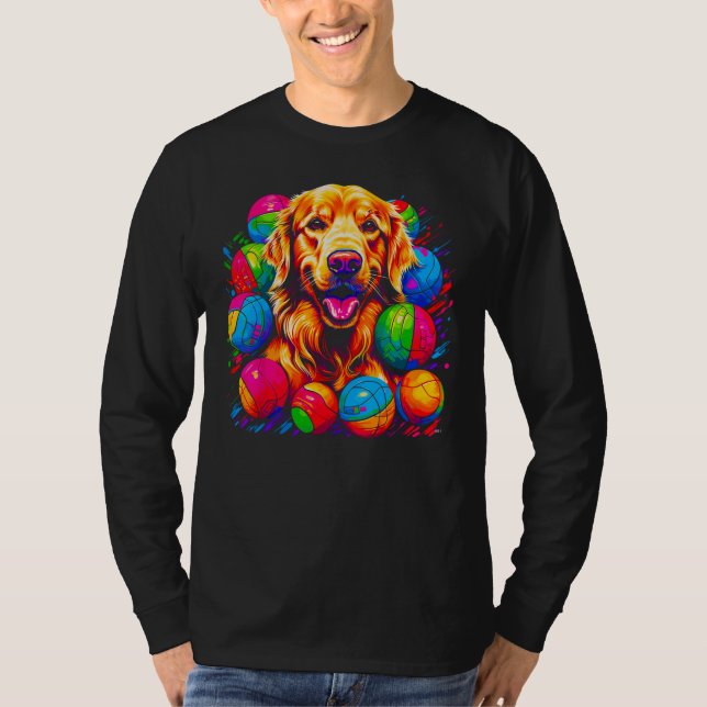 Art Golden Retriever Dog Volleyball T-Shirt (Front)