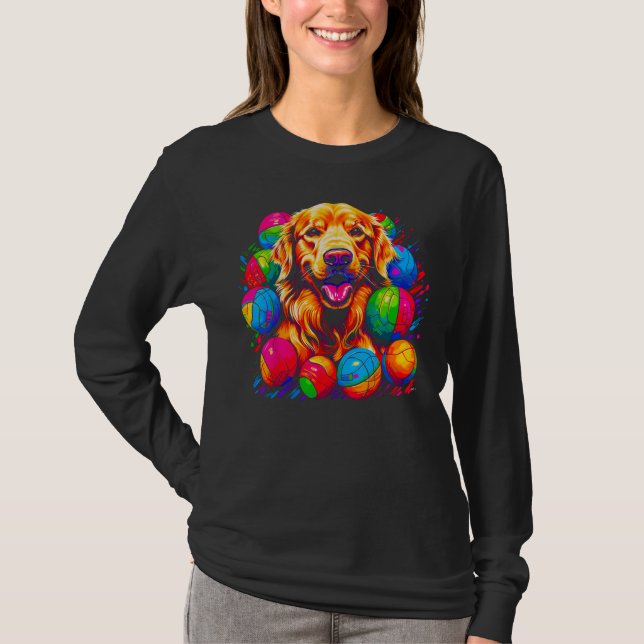 Art Golden Retriever Dog Volleyball T-Shirt (Front)