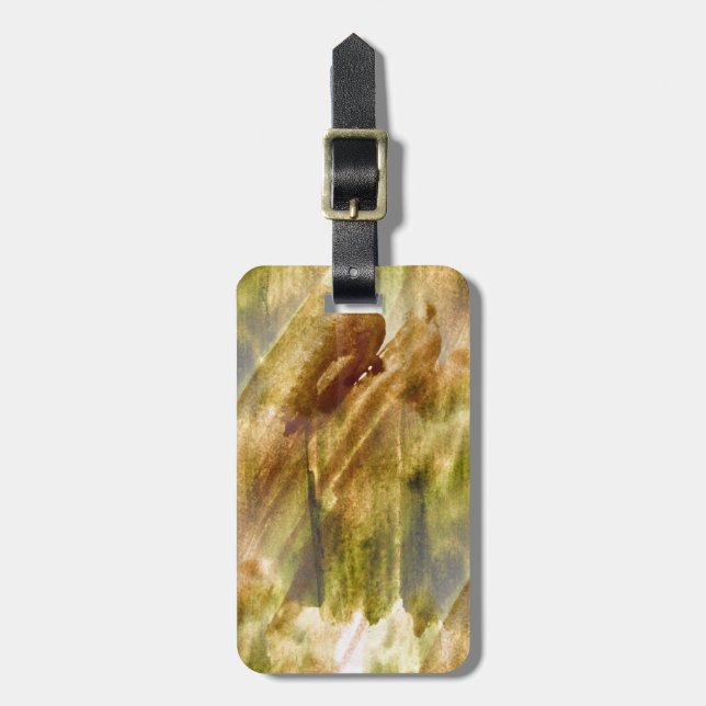art green, brown hand paint background seamless luggage tag (Front Vertical)