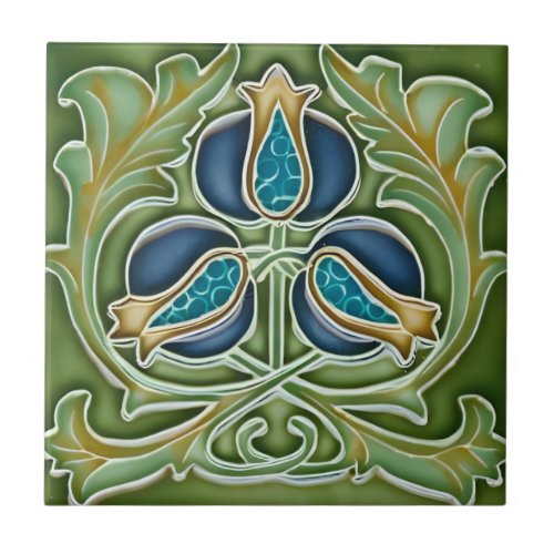art green flower tiles