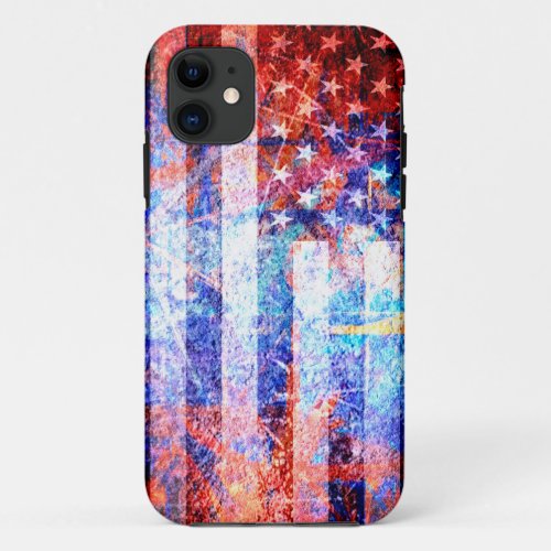 Art Grunge American Flag 2 iPhone 11 Case