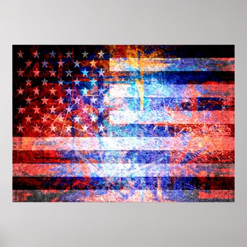 Art Grunge American Flag 2 Poster