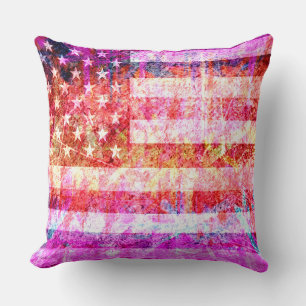 Art Grunge American Flag #4 Throw Pillow