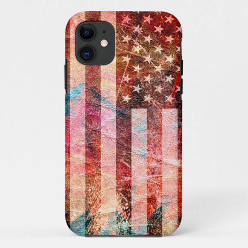 Art Grunge American Flag 6 iPhone 11 Case