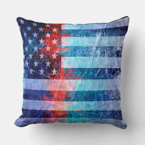 Art Grunge American Flag 6 Throw Pillow