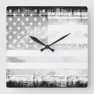 Art Grunge American Flag Square Wall Clock