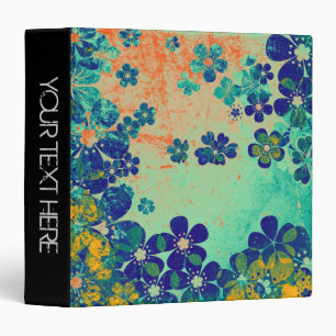 Art grunge floral pattern 3 ring binder