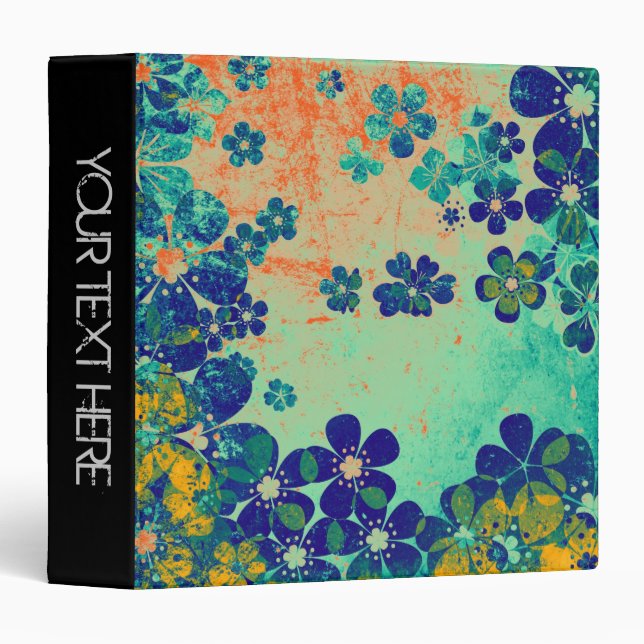 Art grunge floral pattern 3 ring binder (Front/Spine)