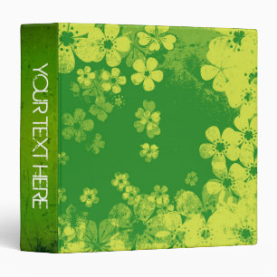 Art grunge green floral pattern and modern design binder