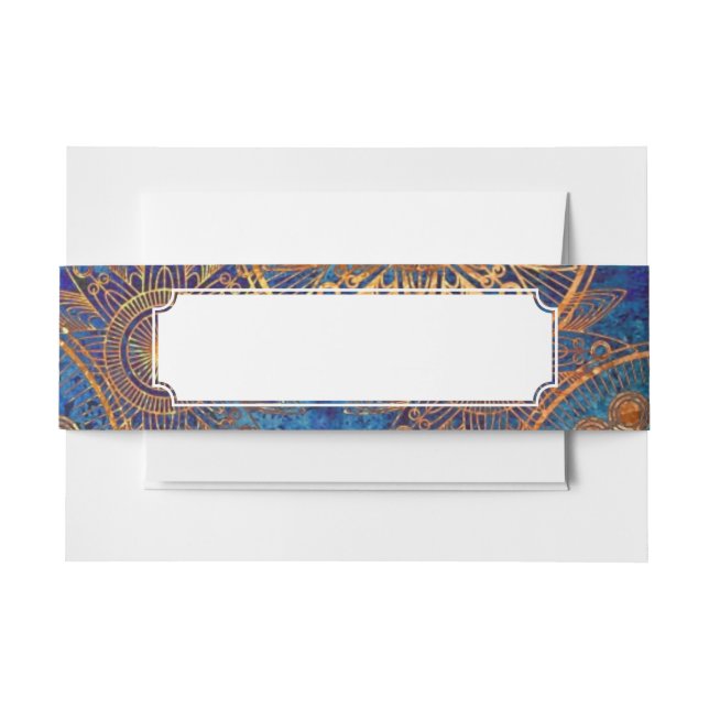 Art grunge pattern invitation belly band (Front Example)
