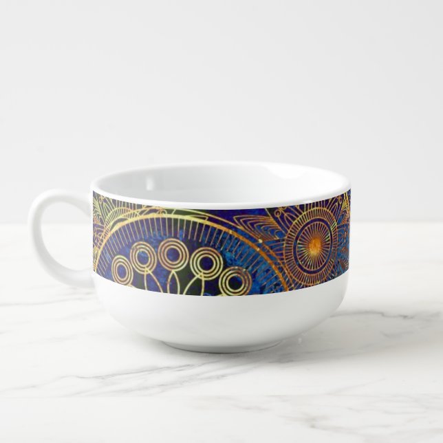 Art grunge pattern soup mug (Right)