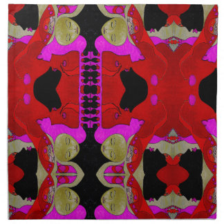Art Hand Towel or Wash Cloth in red and black Napkin