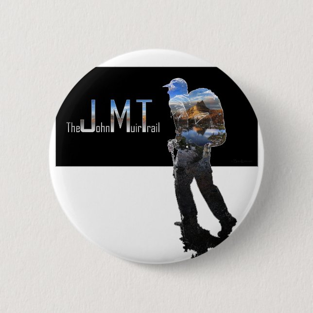 Art - Hiker Silhouette - John Muir Trail Text Button (Front)