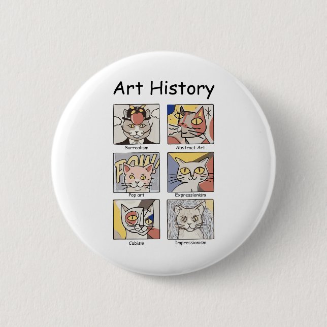 Art History Funny Cat Art Lover Painting Painter A Button (Front)