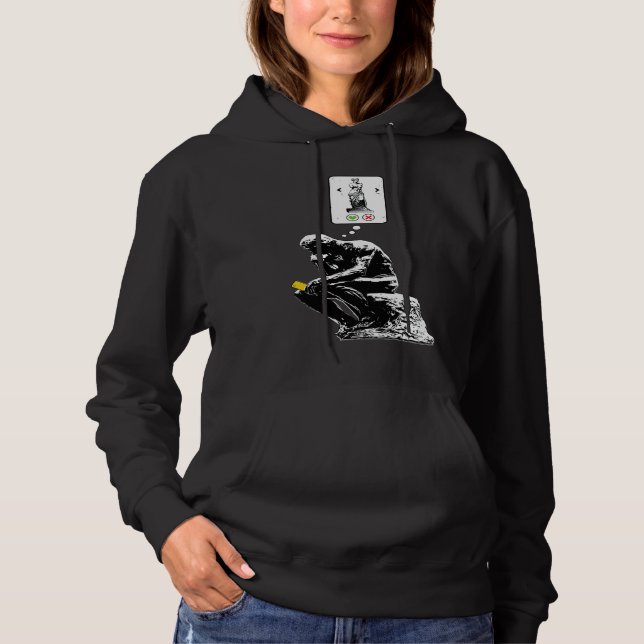 Art History Geek  Rodin Thinker Statue Dating App Hoodie (Front)