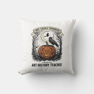 Art History Teacher Shirt with Spooky Pumpkin Engr Throw Pillow