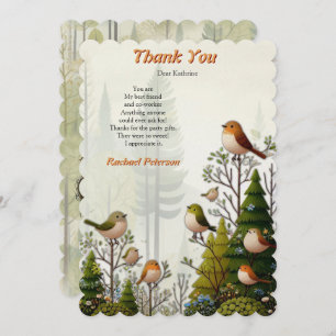 Art illustration of modern-style simplistic birds thank you card
